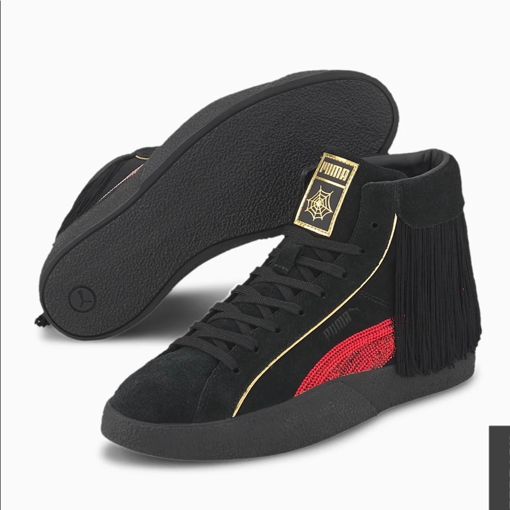 Puma Black and Red Fringe Sneakers by Charlotte Olympia